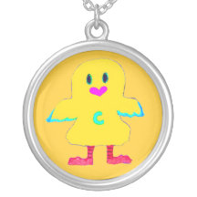♠»¦๑Cute Bald Headed Chick Silver Necklace๑¦«♠