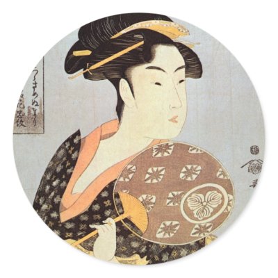 うちわを持つ女, 歌麿 Woman with The Round Fan, Utamaro by ukiyoemuseum
