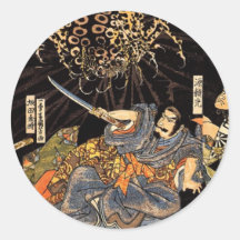 お化け蜘蛛, 国芳, Monster Spider, Kuniyoshi, Ukiyo-e Round Sticker