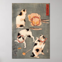 たとえ尽の内（上）, 国芳 Japanese Cats(1), Kuniyoshi, Ukiyo-e Print