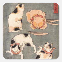 たとえ尽の内（上）, 国芳 Japanese Cats(1), Kuniyoshi, Ukiyo-e Sticker