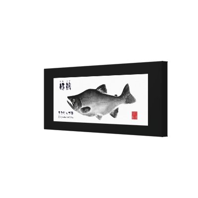 ヒメマス！【チミケップ湖】１００年保存！　１５０×６０。GYOTAKU　JAPAN：黒 キャンバスプリント by japanart