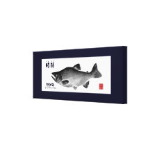 ヒメマス！【然別湖】１００年保存！１５０cm×６０cm　GYOTAKU　JAPAN　【紺】 張りキャンバスプリント