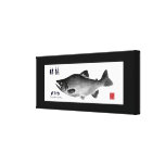 ヒメマス！【阿寒湖】１００年保存！　１５０×６０　GYOTAKU　JAPAN：黒 張りキャンバスプリント