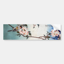 八重桜に鳥, 広重 Cherry Blossom & Bird, Hiroshige, Ukiyoe Bumper Stickers