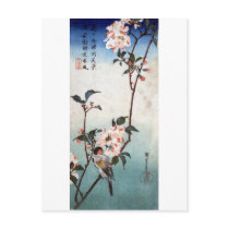 八重桜に鳥, 広重 Cherry Blossom & Bird, Hiroshige, Ukiyoe