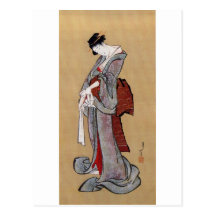 女, 北斎 Woman, Hokusai, Ukiyo-e Post Cards