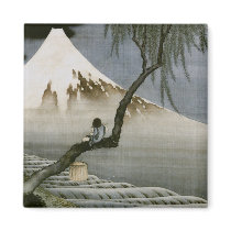 富士と笛吹童図/Boy, Mt.Fuji, 葛飾北斎/Hokusai Magnets