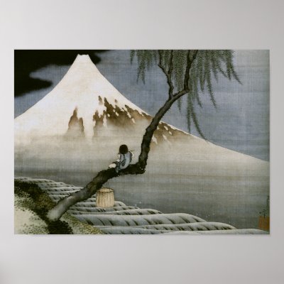 富士と笛吹童図/Boy, Mt.Fuji, 葛飾北斎/Hokusai Posters by masterpiecesofart