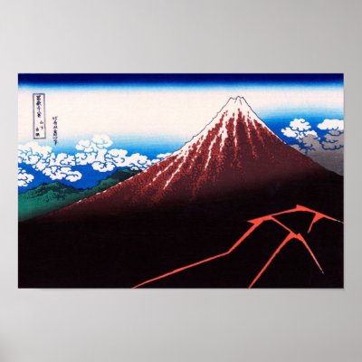 山下白雨 Rainstorm, Summit 葛飾北斎 Hokusai Print by masterpiecesofart