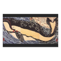 巨鯨, 国芳 Big Whale, Kuniyoshi, Ukiyoe Rectangle Sticker