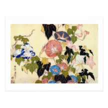 朝顔, 北斎 Morning Glory, Hokusai, Ukiyo-e Postcard