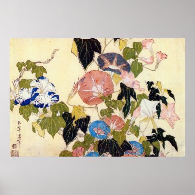 朝顔, 北斎 Morning Glory, Hokusai, Ukiyo-e Print by ukiyoemuseum