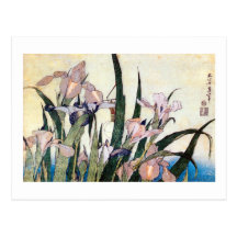 杜若ときりぎりす, 北斎 Iris and Grasshopper, Hokusai Post Card