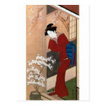 桜の花と女, 春章 Cherry Blossoms and a Woman, Shunsho Post Cards