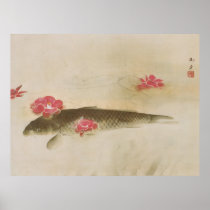 椿と鯉, 速水御舟 Camellia and Carp, Gyoshū Posters