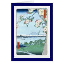 歌川広重「隅田川水神の森真崎」 Suijin Shrine, Massaki Hiroshige Card