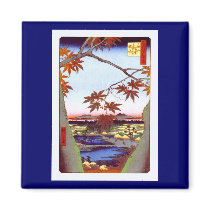 歌川広重 Maple Trees and Tekona Shrine, Hiroshige Fridge Magnets