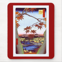 歌川広重 Maple Trees and Tekona Shrine, Hiroshige Mouse Mat