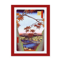 歌川広重 Maple Trees and Tekona Shrine, Hiroshige Post Cards