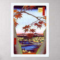 歌川広重 Maple Trees and Tekona Shrine, Hiroshige Print
