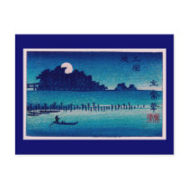 歌川広重 Moonlight Night, Utagawa Hiroshige Postcards