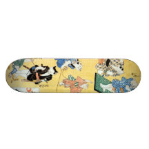 流行猫の狂言づくし, 国芳 Actors of The Cat, Kuniyoshi, Ukiyoe Custom Skate Board