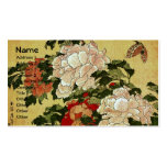 牡丹に蝶 Peonies Butterfly 葛飾北斎 Katsushika Hokusai Business Card Template