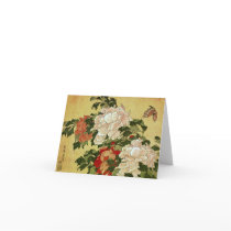 牡丹に蝶 Peonies Butterfly 葛飾北斎 Katsushika Hokusai Greeting Cards