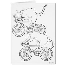 猫車　-cat sprint- A　（black） グリーティング・カード