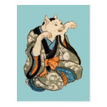 着物の猫, 芳藤 Kimono Cat, Yoshifuji, Ukiyoe Post Card