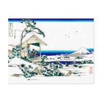 礫川雪の旦 Tea house 葛飾北斎 Hokusai Post Card
