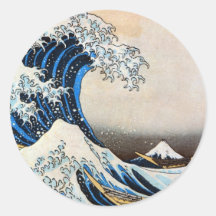 神奈川沖浪裏,北斎 Great Wave, Hokusai Round Sticker