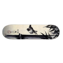 竹に雀, 歌川広重 Bamboo & Sparrow, Hiroshige, Sumi-e Skate Deck