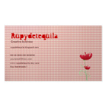 罌粟 Gingham light red poppy business card