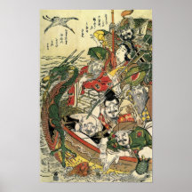 葛飾北斎 Seven Gods of Good Fortune Hokusai Posters