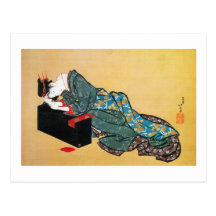 酔った女, 北斎 Drunk Woman, Hokusai Postcard