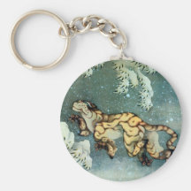 雪中虎図, 北斎 Tiger in the Snow, Hokusai Key Chain