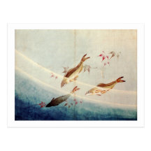 鮎, 北斎 Sweetfish, Hokusai, Art Postcard