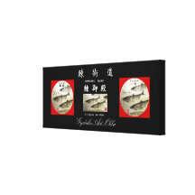 鰊街道！１００年保存キャンバス！ビンテージ　【小樽＆余市】　丸窓；鰊　GYOTAKU ギャラリー張りキャンバス