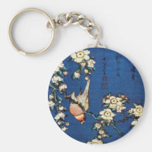 鳥と枝垂桜, 北斎 Bird and Weeping Cherry Tree, Hokusai Keychain