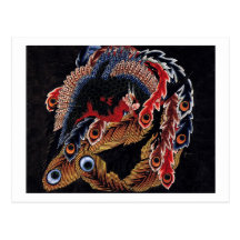 鳳凰図, 北斎 Chinese Phoenix, Hokusai, Art Postcards