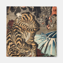 龍虎, 国芳 Tiger & Dragon, Kuniyoshi, Ukiyo-e Refrigerator Magnets