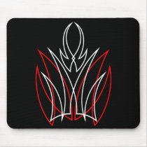 0001 Pinstripe Rojo & Blanco Tapete De Raton