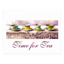 0001 Row of Teacups Postcard