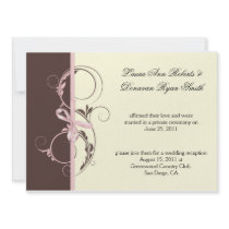 01 Pink Brown Cream Floral Swirls Post Weddi Personalised Invitation