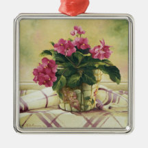 0511 African Violets in Mosaic Planter Ornament