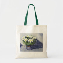 0522 White Mums in Enamelware Pot Canvas Bags