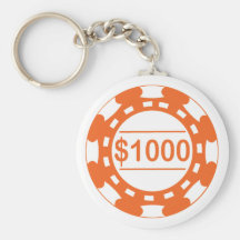 $1000 Casino Chip Orange Keychain