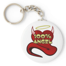 100% Angel Devil Heart Key Chain